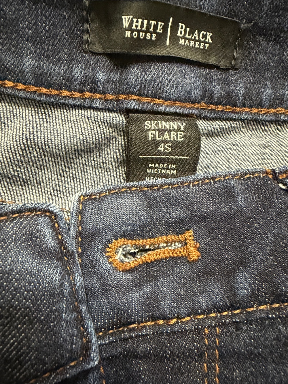 White House Black Market Dark Indigo Skinny Flare Jeans
